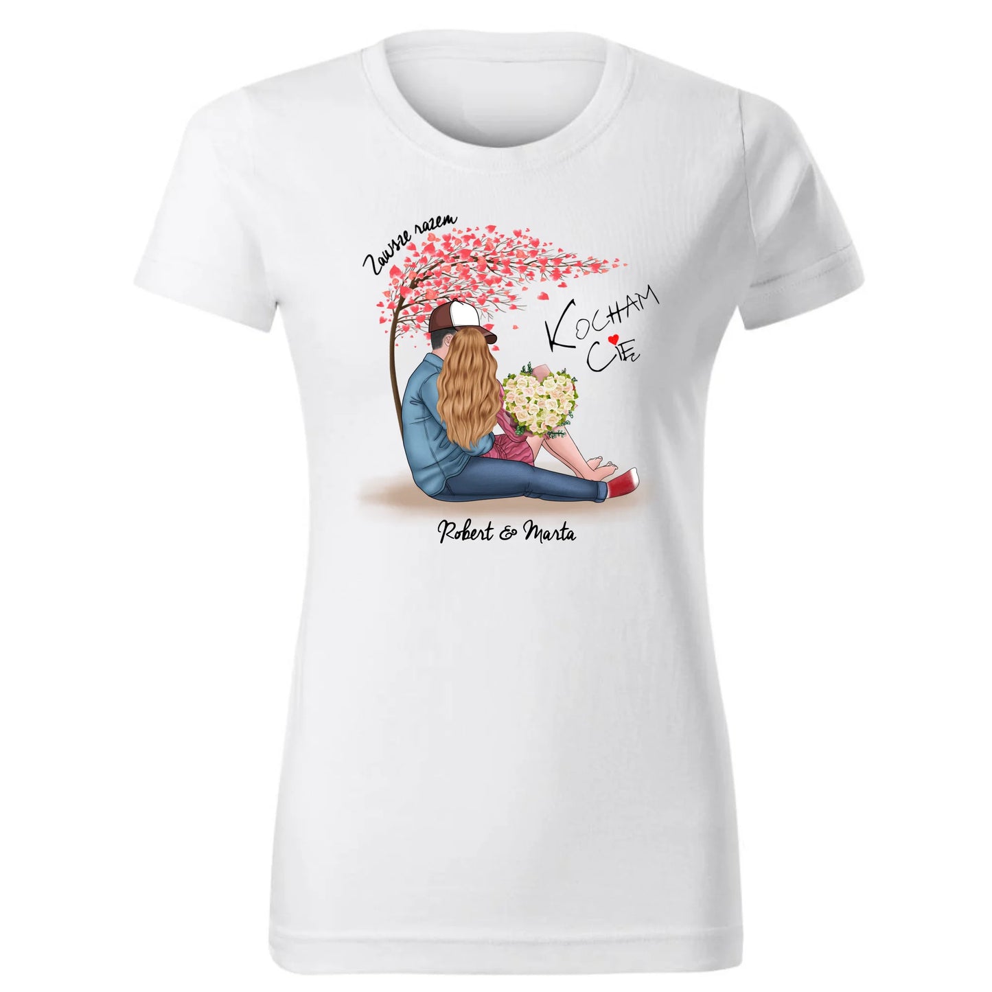 Koszulka damska dla par - prezent dla dziewczyny narzeczonej żony - Zawsze razem - personalizowana W04 - StoryCups.pl
