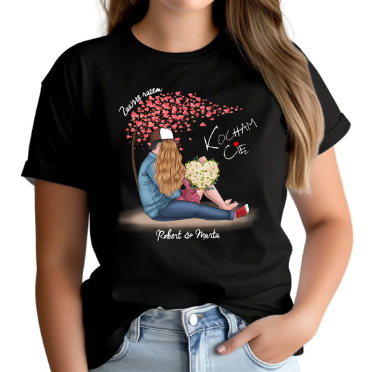 Koszulka damska dla par - prezent dla dziewczyny narzeczonej żony - Zawsze razem - personalizowana W04 - StoryCups.pl