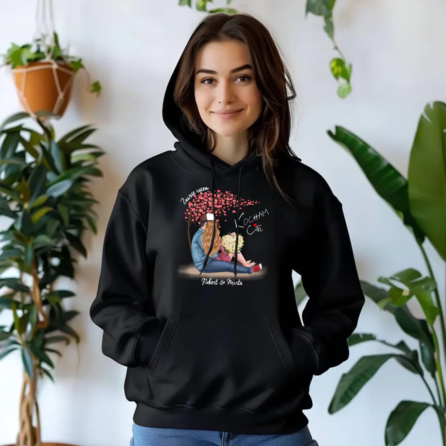 Bluza damska z kapturem dla par - prezent dla dziewczyny narzeczonej żony - Zawsze razem - personalizowana W04 - StoryCups.pl