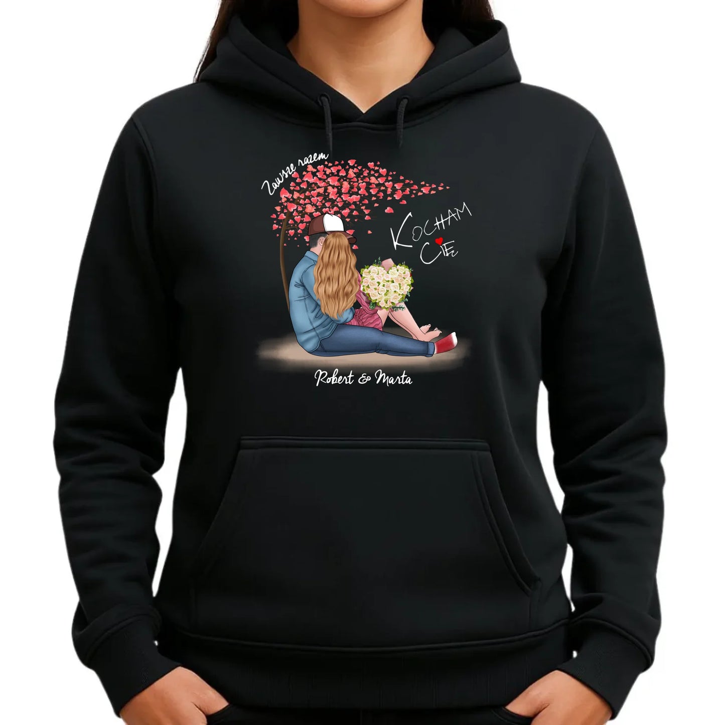 Bluza damska z kapturem dla par - prezent dla dziewczyny narzeczonej żony - Zawsze razem - personalizowana W04 - StoryCups.pl