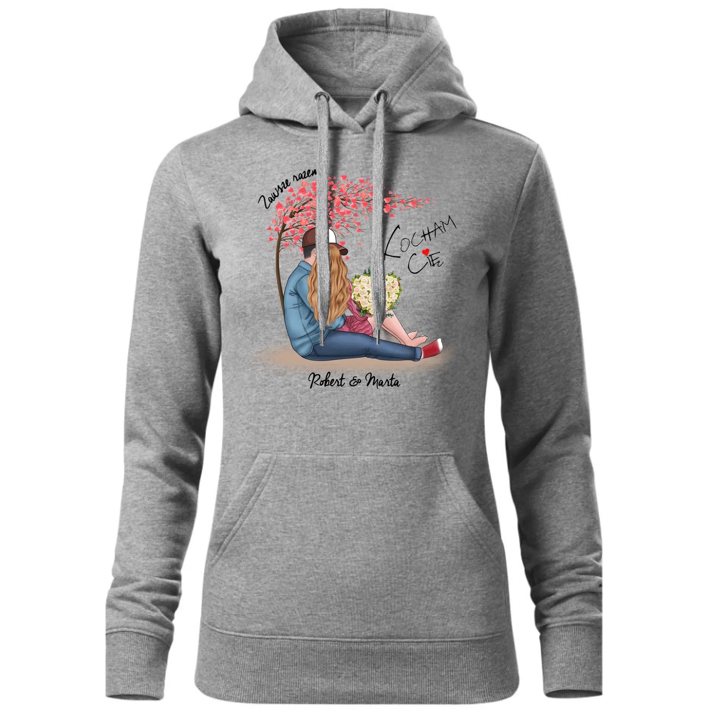 Bluza damska z kapturem dla par - prezent dla dziewczyny narzeczonej żony - Zawsze razem - personalizowana W04 - StoryCups.pl