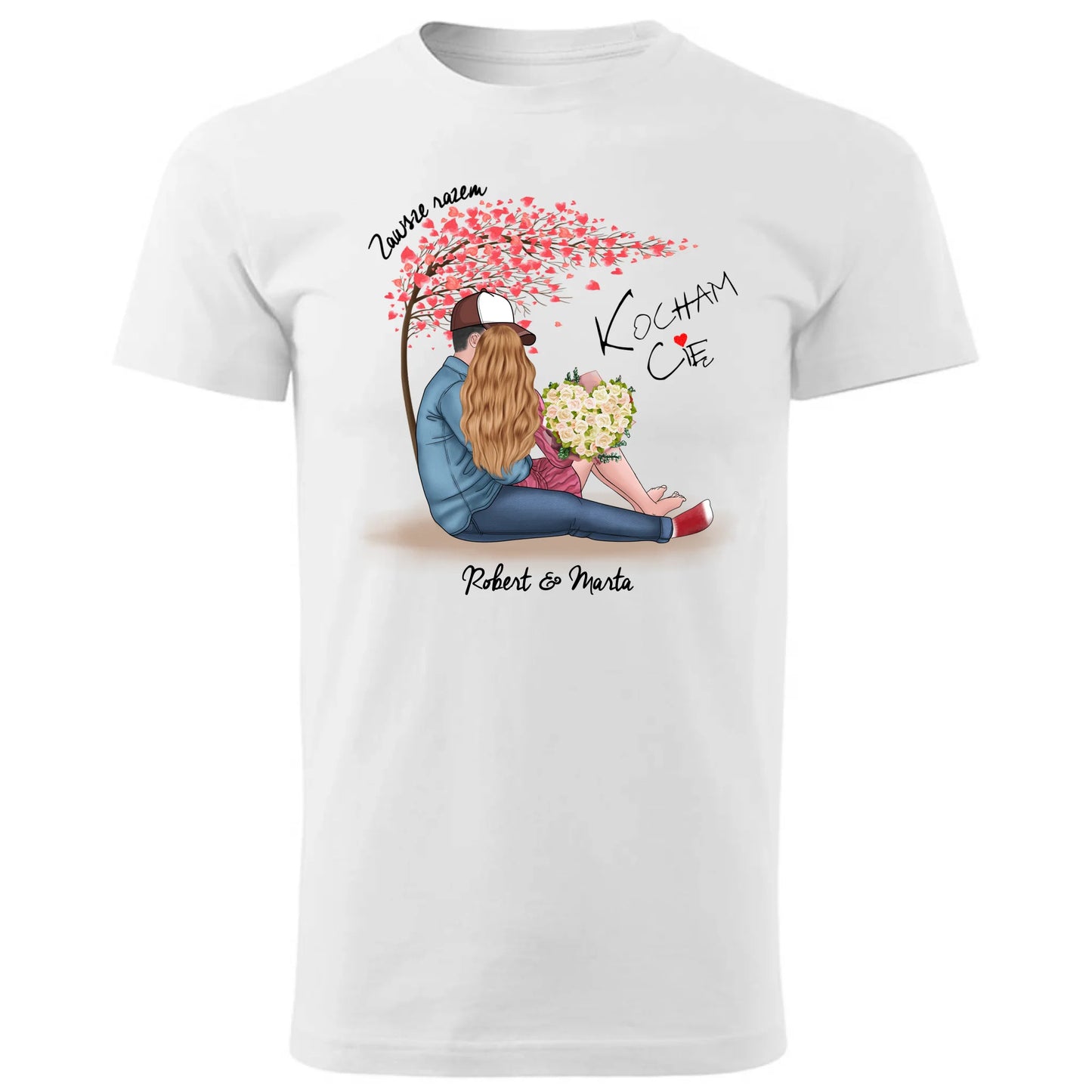 Koszulka męska dla par - prezent dla chłopaka narzeczonego męża - Zawsze razem - personalizowana W04 - StoryCups.pl