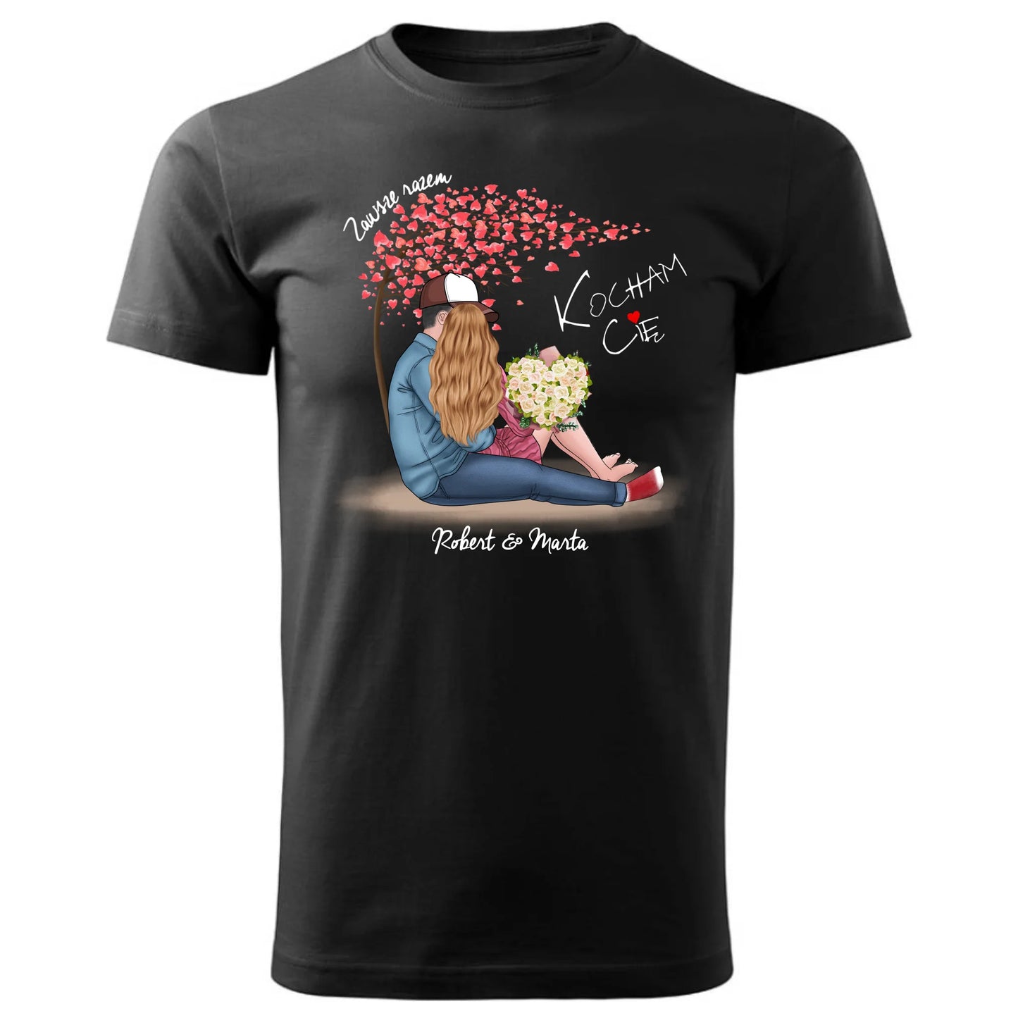 Koszulka męska dla par - prezent dla chłopaka narzeczonego męża - Zawsze razem - personalizowana W04 - StoryCups.pl