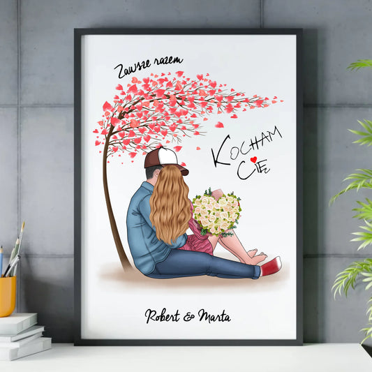 Plakat w ramie - prezent dla par - Zawsze razem - personalizowany W04 - StoryCups.pl
