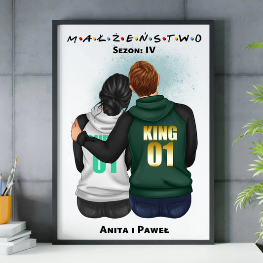 Plakat w ramie - personalizowany prezent dla żony i męża na rocznicę ślubu – Małżeństwo W05 - StoryCups.pl