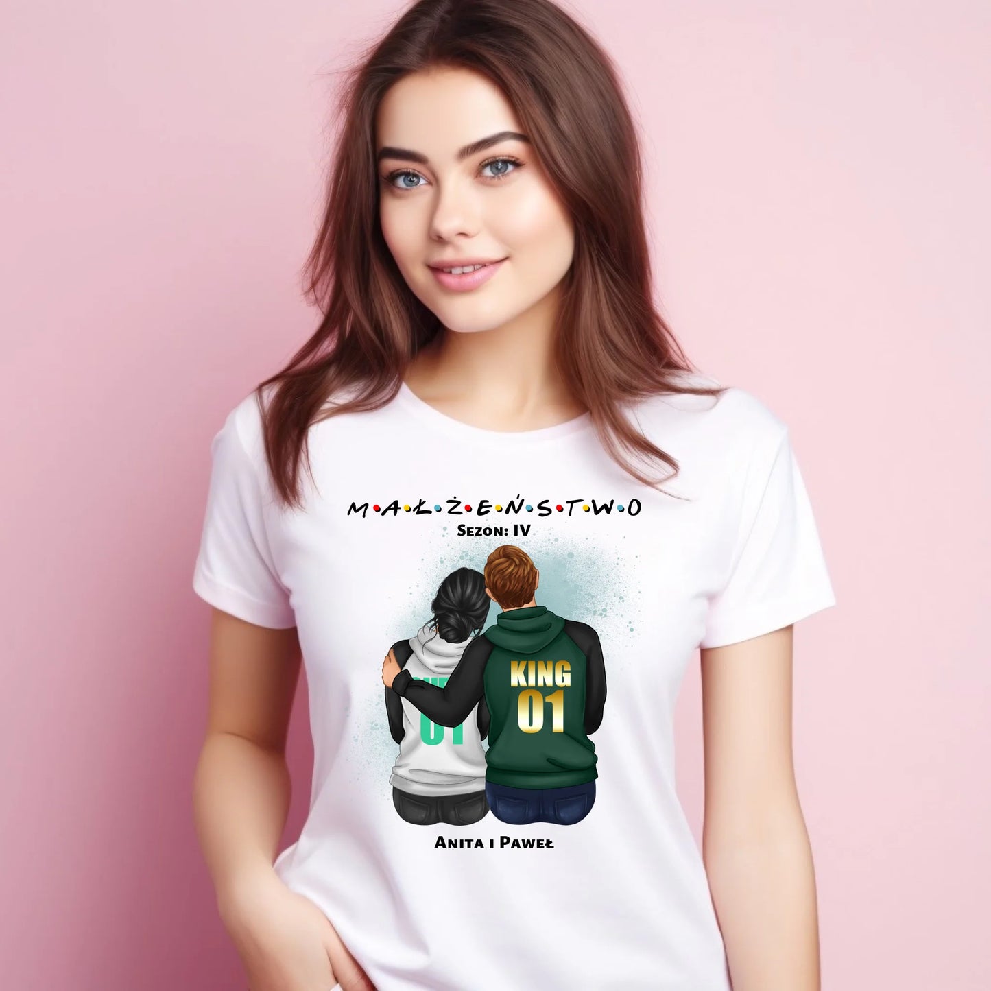 Koszulka damska dla par - personalizowany prezent dla żony na rocznicę ślubu – Małżeństwo W05 - StoryCups.pl