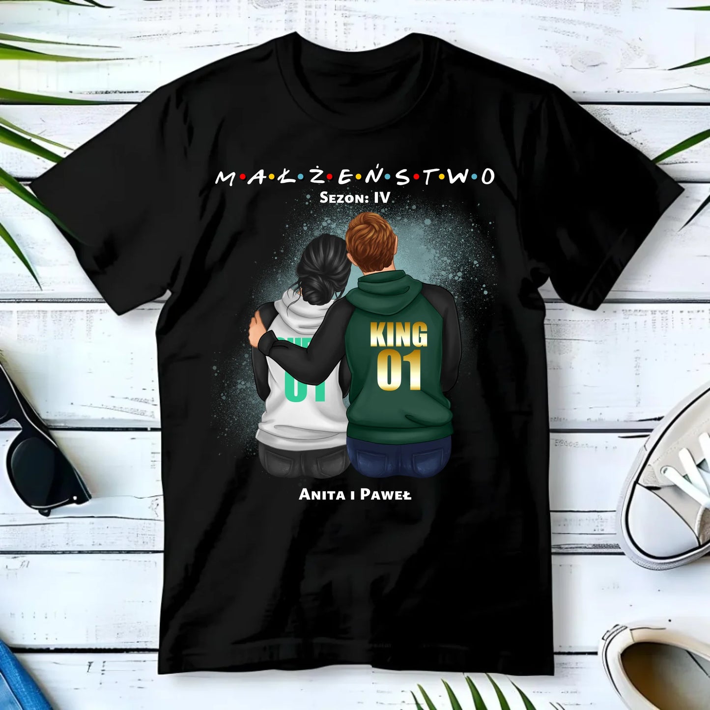 Koszulka męska dla par - personalizowany prezent dla męża na rocznicę ślubu – Małżeństwo W05 - StoryCups.pl