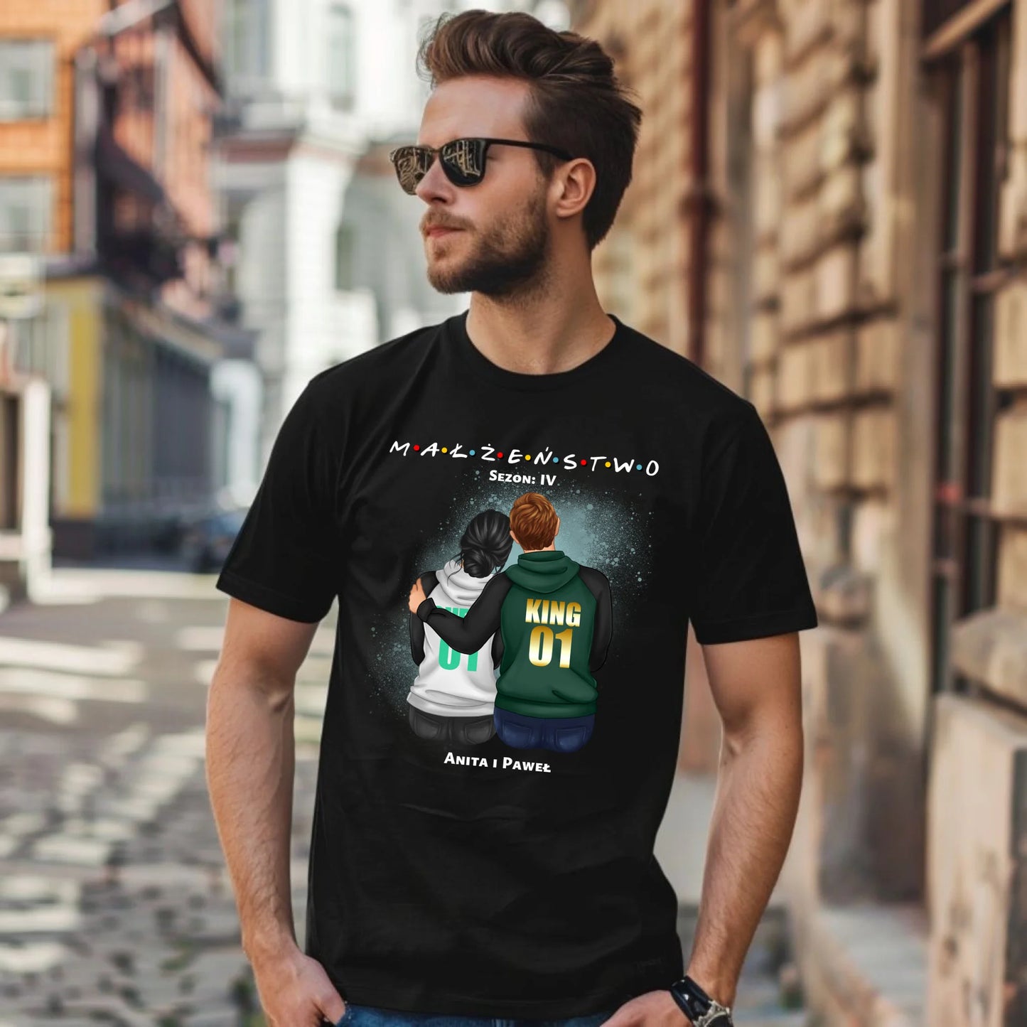 Koszulka męska dla par - personalizowany prezent dla męża na rocznicę ślubu – Małżeństwo W05 - StoryCups.pl