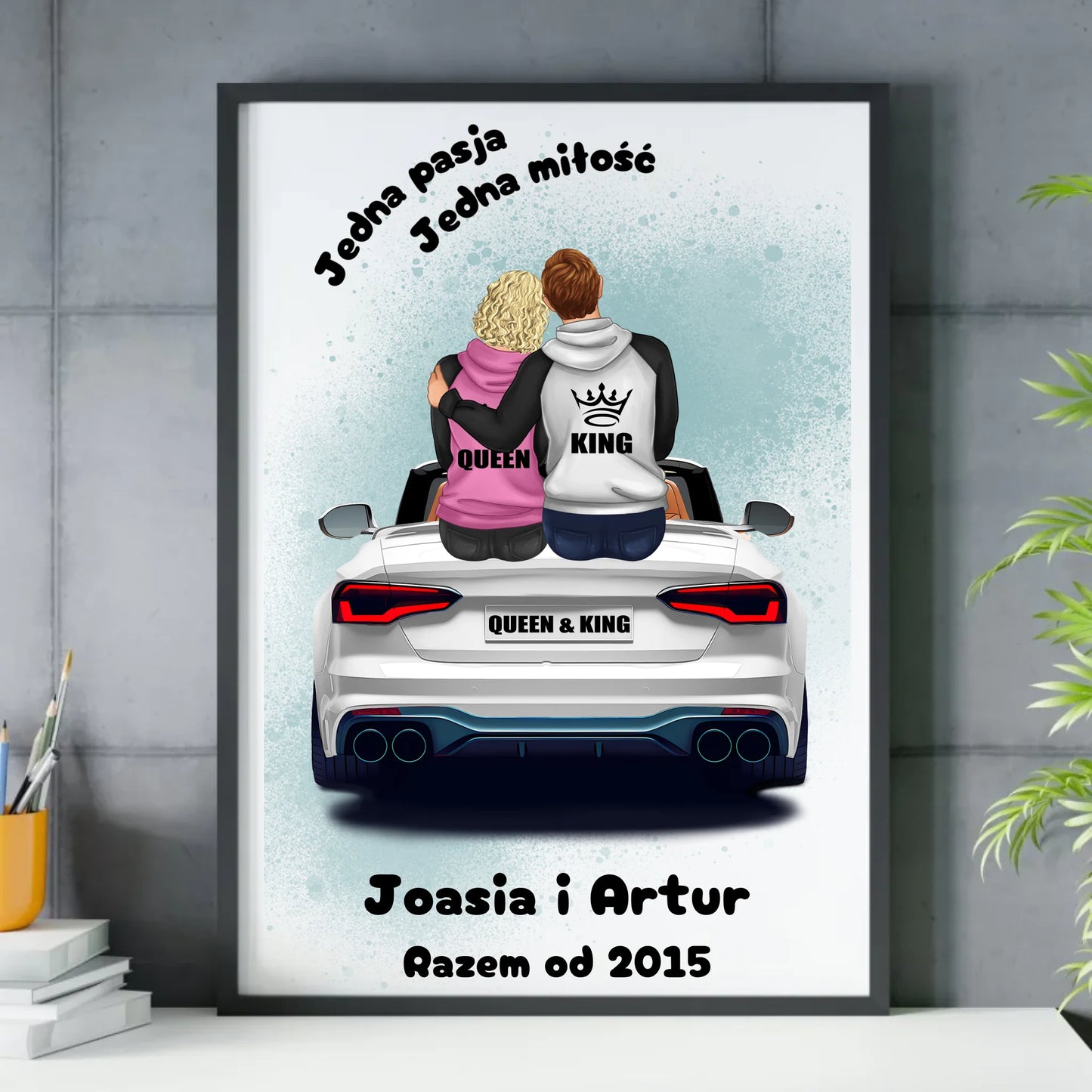 Plakat w ramie dla par - personalizowany prezent dla chłopaka i dziewczyny - Jedna miłość W06 - StoryCups.pl