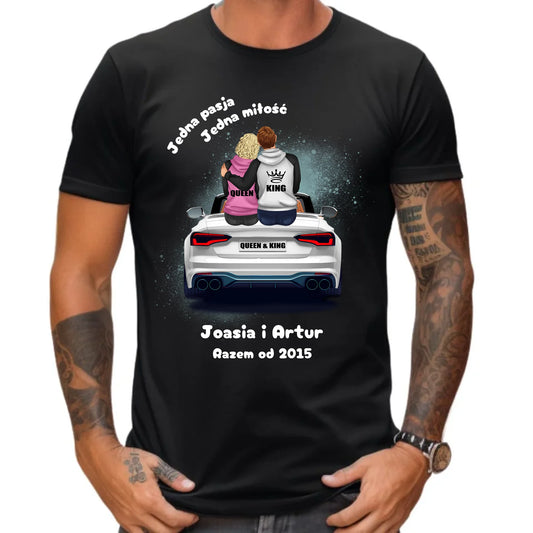 Koszulka męska dla par - personalizowany prezent dla chłopaka - Jedna miłość W06 - StoryCups.pl