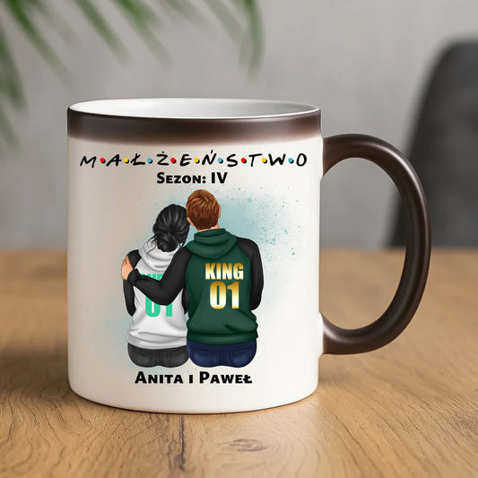 Kubek magiczny - personalizowany prezent dla żony i męża na rocznicę ślubu – Małżeństwo W05 - StoryCups.pl