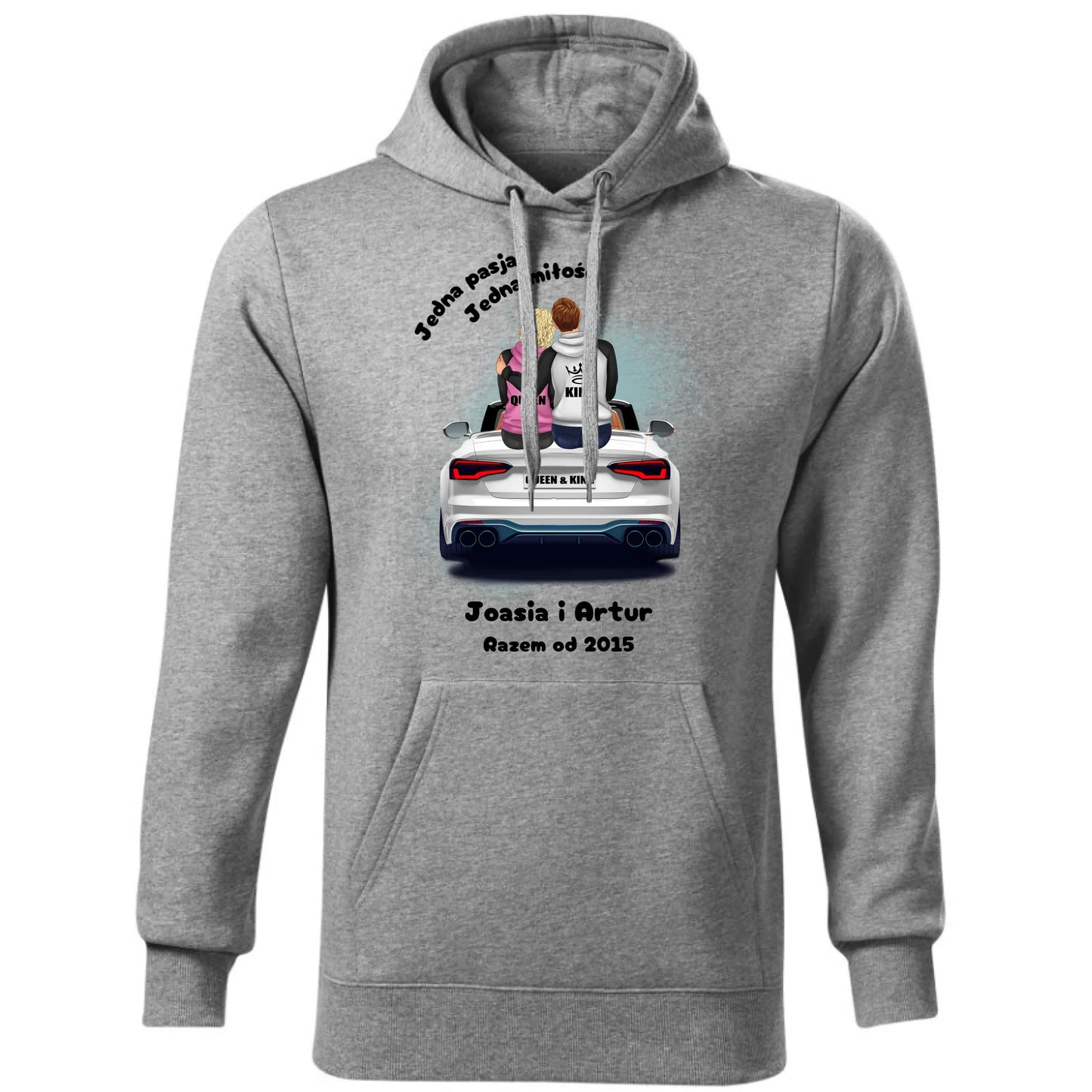 Bluza męska z kapturem dla par - personalizowany prezent dla chłopaka - Jedna miłość W06 - StoryCups.pl