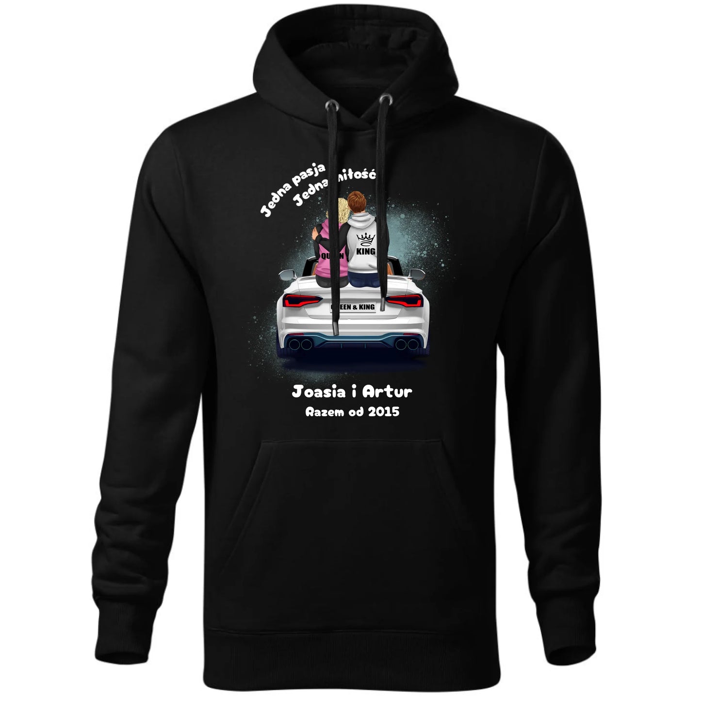 Bluza męska z kapturem dla par - personalizowany prezent dla chłopaka - Jedna miłość W06 - StoryCups.pl