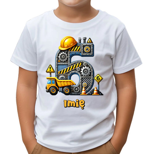 Koszulka dziecięca urodzinowa - prezent na 6 urodziny dla chłopca - Wywrotka - personalizowana U40 - StoryCups.pl