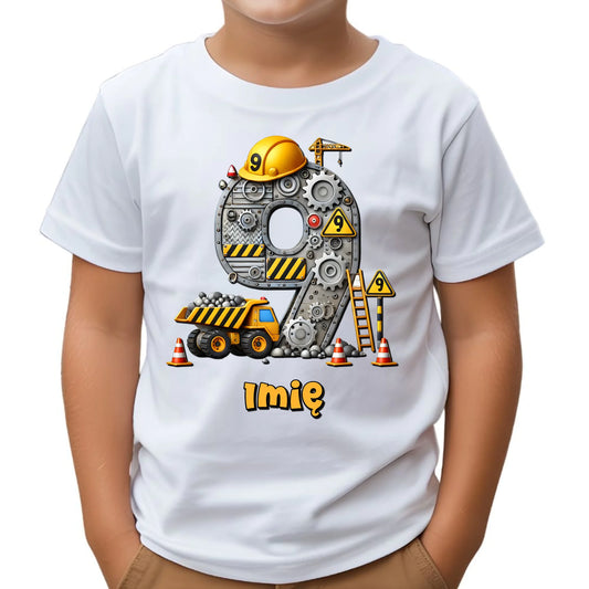 Koszulka dziecięca urodzinowa - prezent na 9 urodziny dla chłopca - Wywrotka - personalizowana U43 - StoryCups.pl