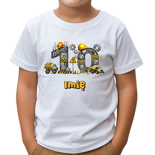 Koszulka dziecięca urodzinowa - prezent na 10 urodziny dla chłopca - Wywrotka - personalizowana U44 - StoryCups.pl