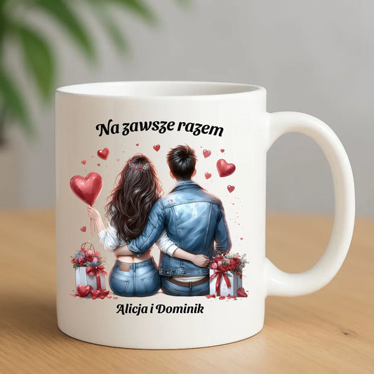 Kubek dla par - prezent dla dziewczyny i chłopaka - Na zawsze razem - personalizowany W07 - StoryCups.pl