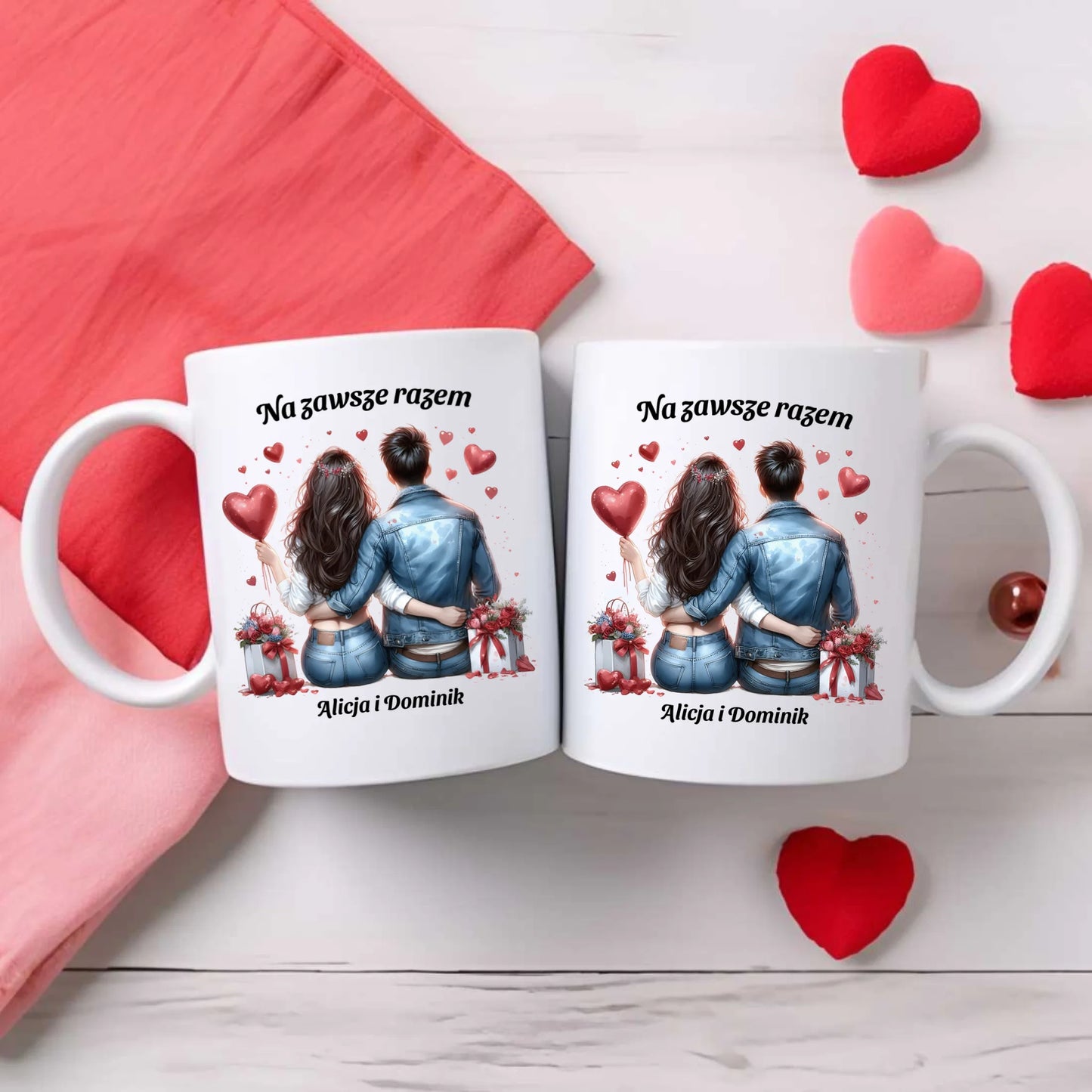 Kubek dla par - prezent dla dziewczyny i chłopaka - Na zawsze razem - personalizowany W07 - StoryCups.pl