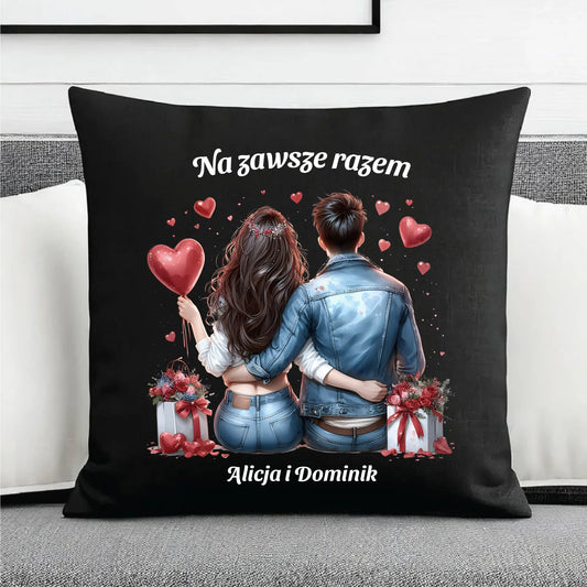 Poduszka dekoracyjna dla par - prezent dla dziewczyny i chłopaka - Na zawsze razem - personalizowana W07 - StoryCups.pl