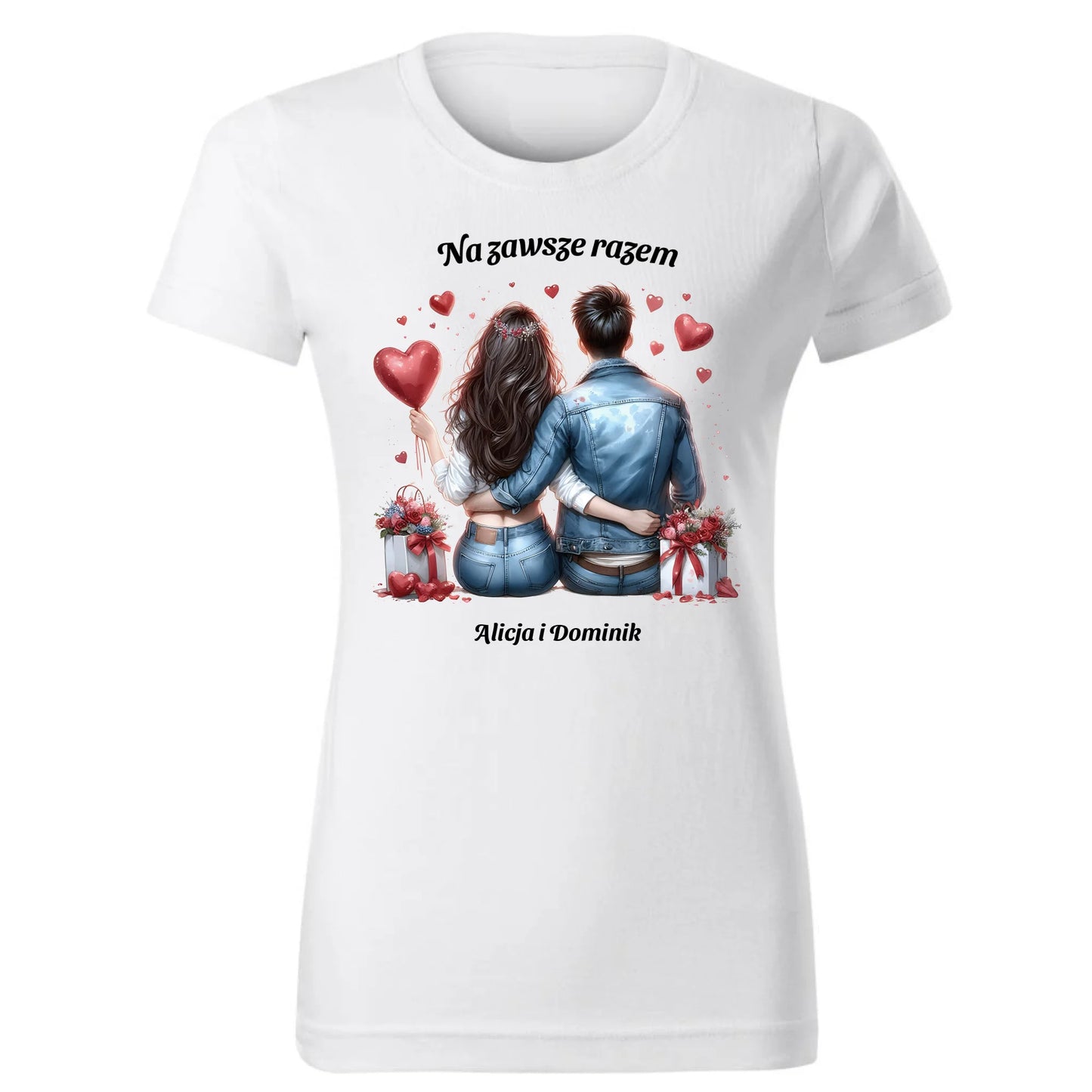 Koszulka damska dla par - prezent dla dziewczyny - Na zawsze razem - personalizowana W07 - StoryCups.pl