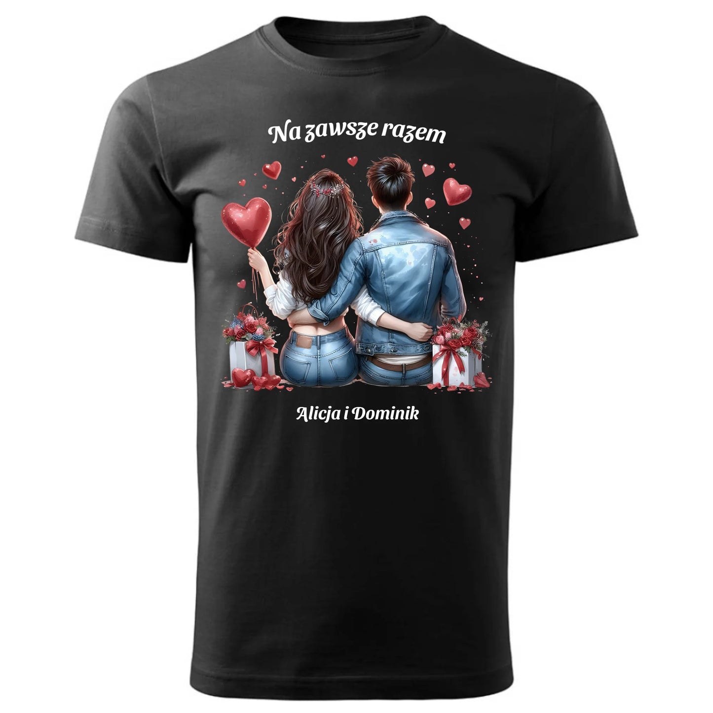 Koszulka męska dla par - prezent dla chłopaka - Na zawsze razem - personalizowana W07 - StoryCups.pl