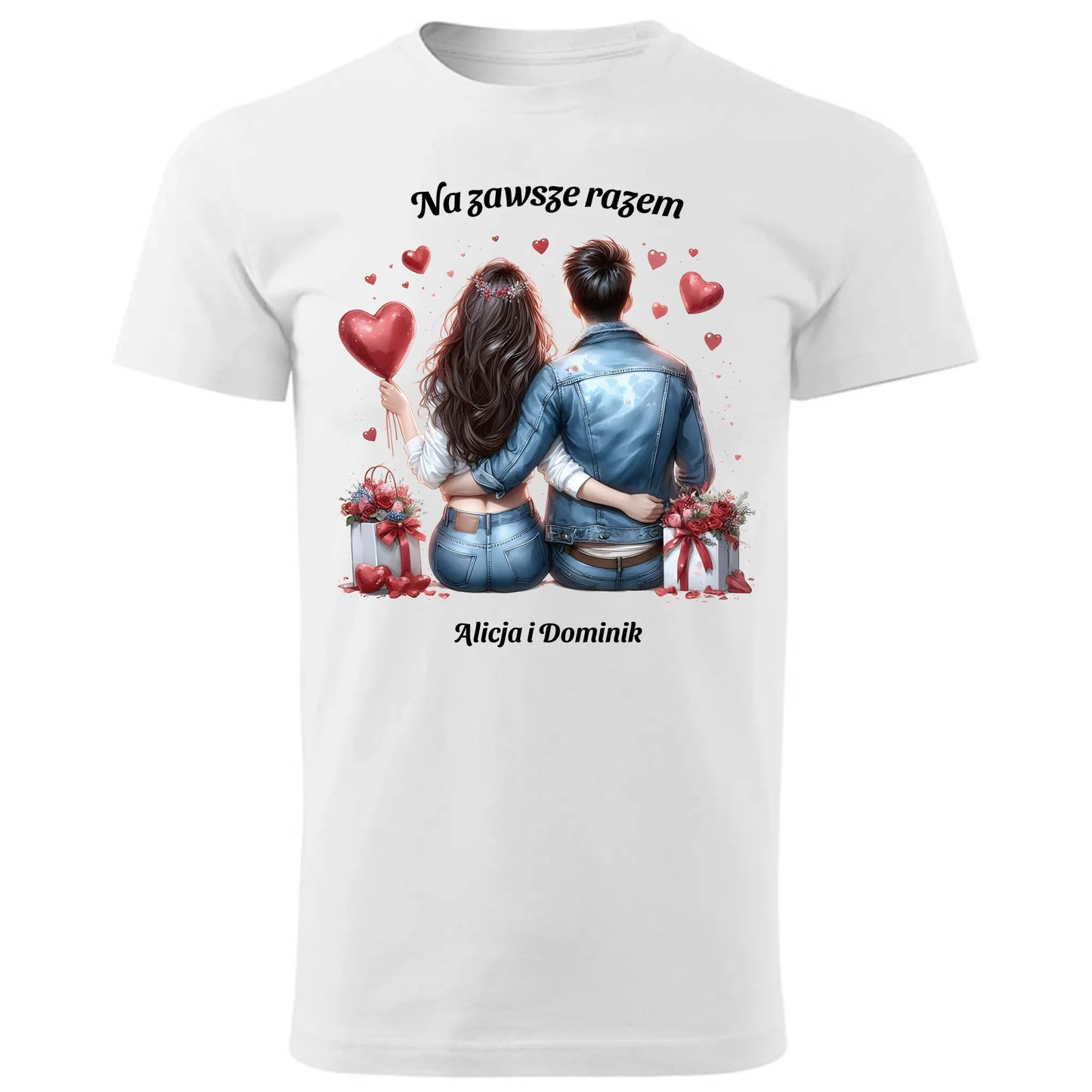 Koszulka męska dla par - prezent dla chłopaka - Na zawsze razem - personalizowana W07 - StoryCups.pl