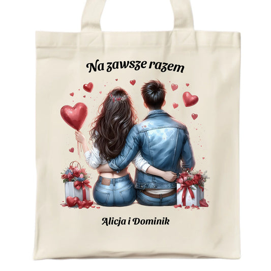 Torba dla par - prezent dla dziewczyny i chłopaka - Na zawsze razem - personalizowana W07 - StoryCups.pl