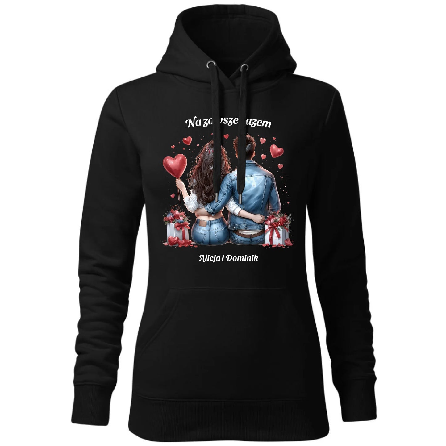 Bluza damska z kapturem dla par - prezent dla dziewczyny - Na zawsze razem - personalizowana W07 - StoryCups.pl