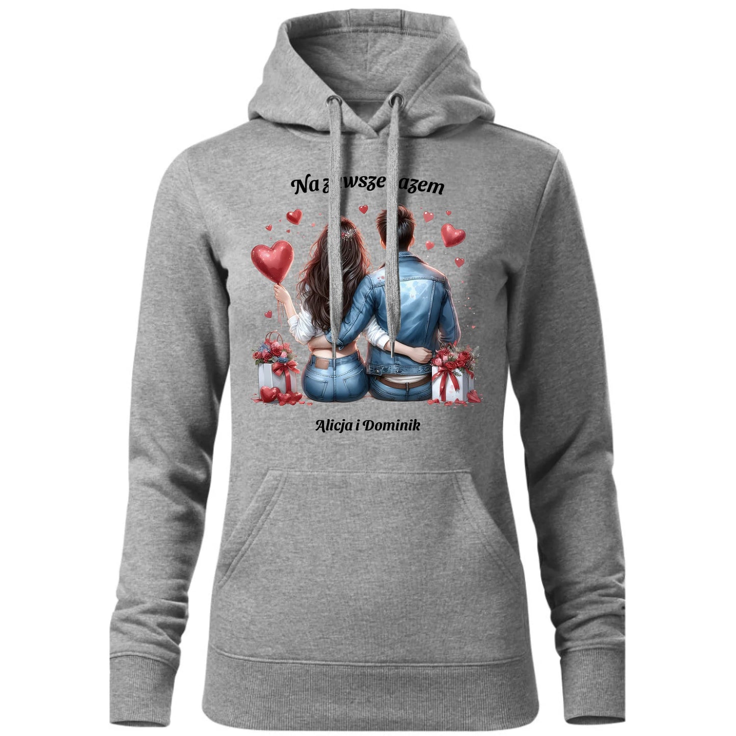 Bluza damska z kapturem dla par - prezent dla dziewczyny - Na zawsze razem - personalizowana W07 - StoryCups.pl