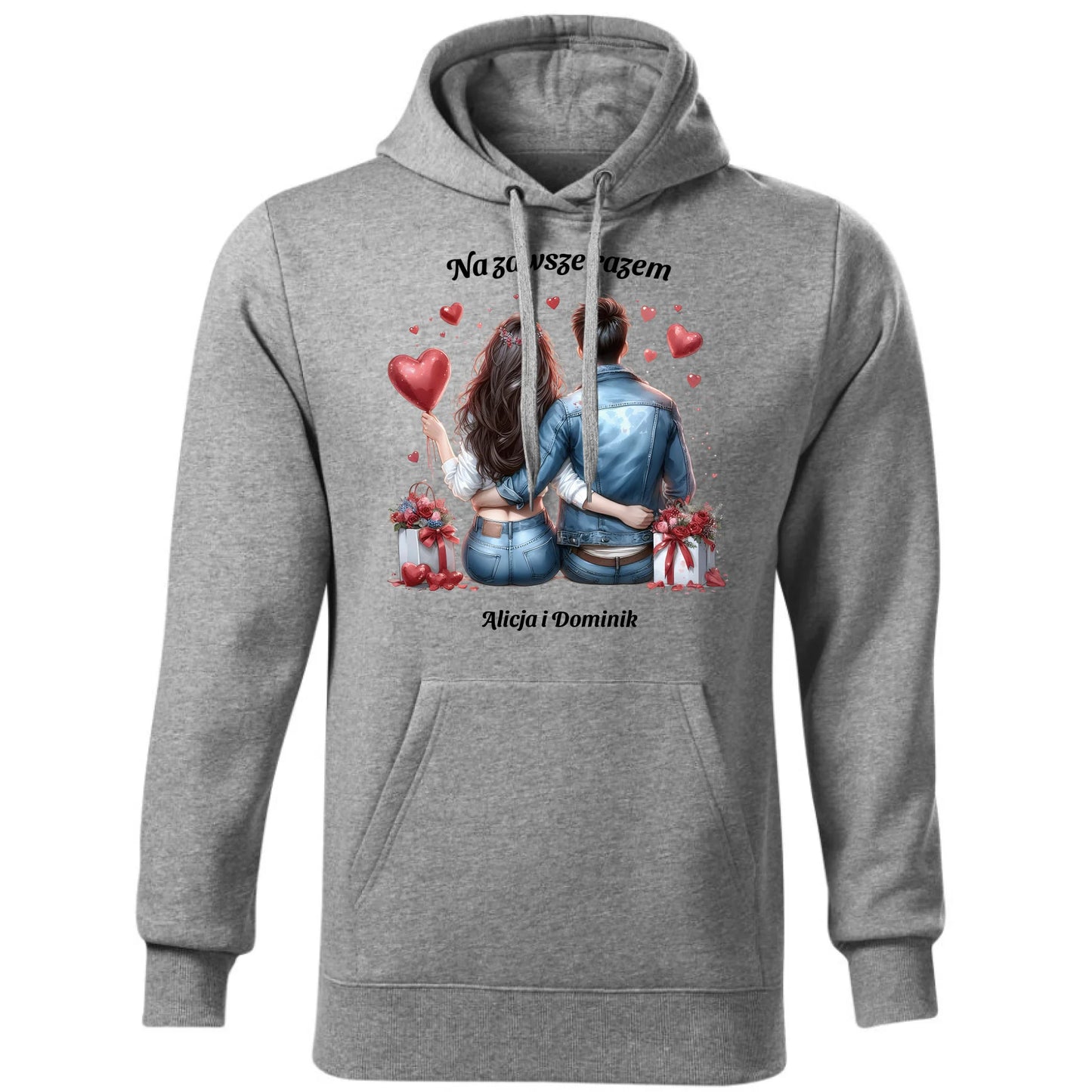 Bluza męska z kapturem dla par - prezent dla chłopaka - Na zawsze razem - personalizowana W07 - StoryCups.pl