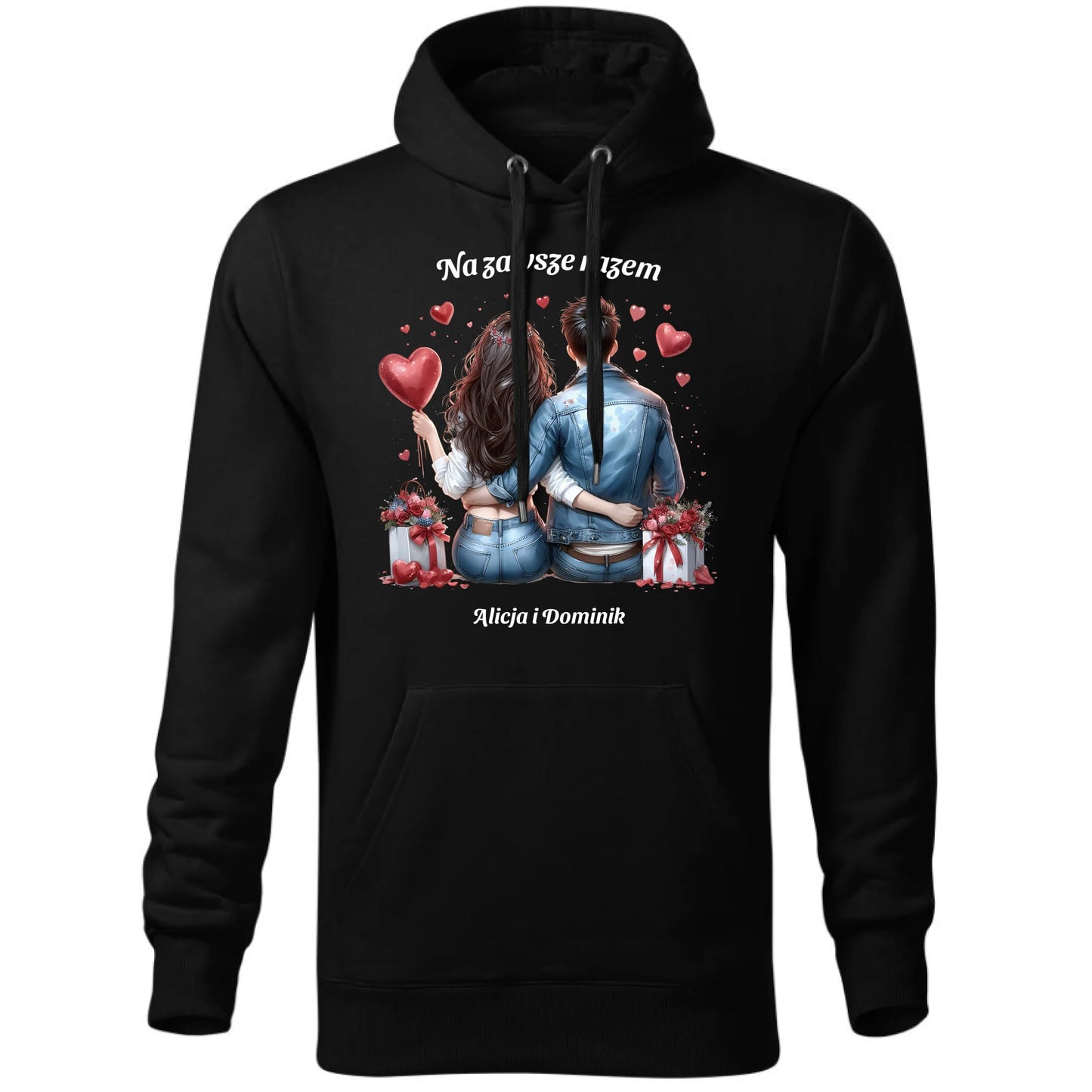 Bluza męska z kapturem dla par - prezent dla chłopaka - Na zawsze razem - personalizowana W07 - StoryCups.pl
