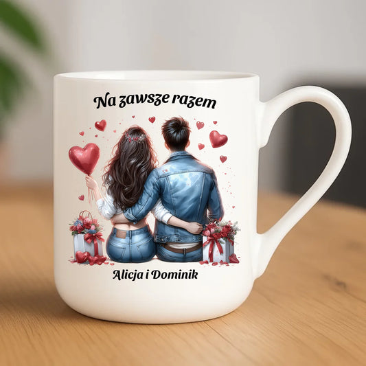 Kubek elegant dla par - prezent dla dziewczyny i chłopaka - Na zawsze razem - personalizowany W07 - StoryCups.pl