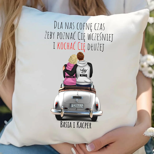 Poduszka dla par - prezent dla dziewczyny i chłopaka - Cofnę czas - personalizowana W08 - StoryCups.pl