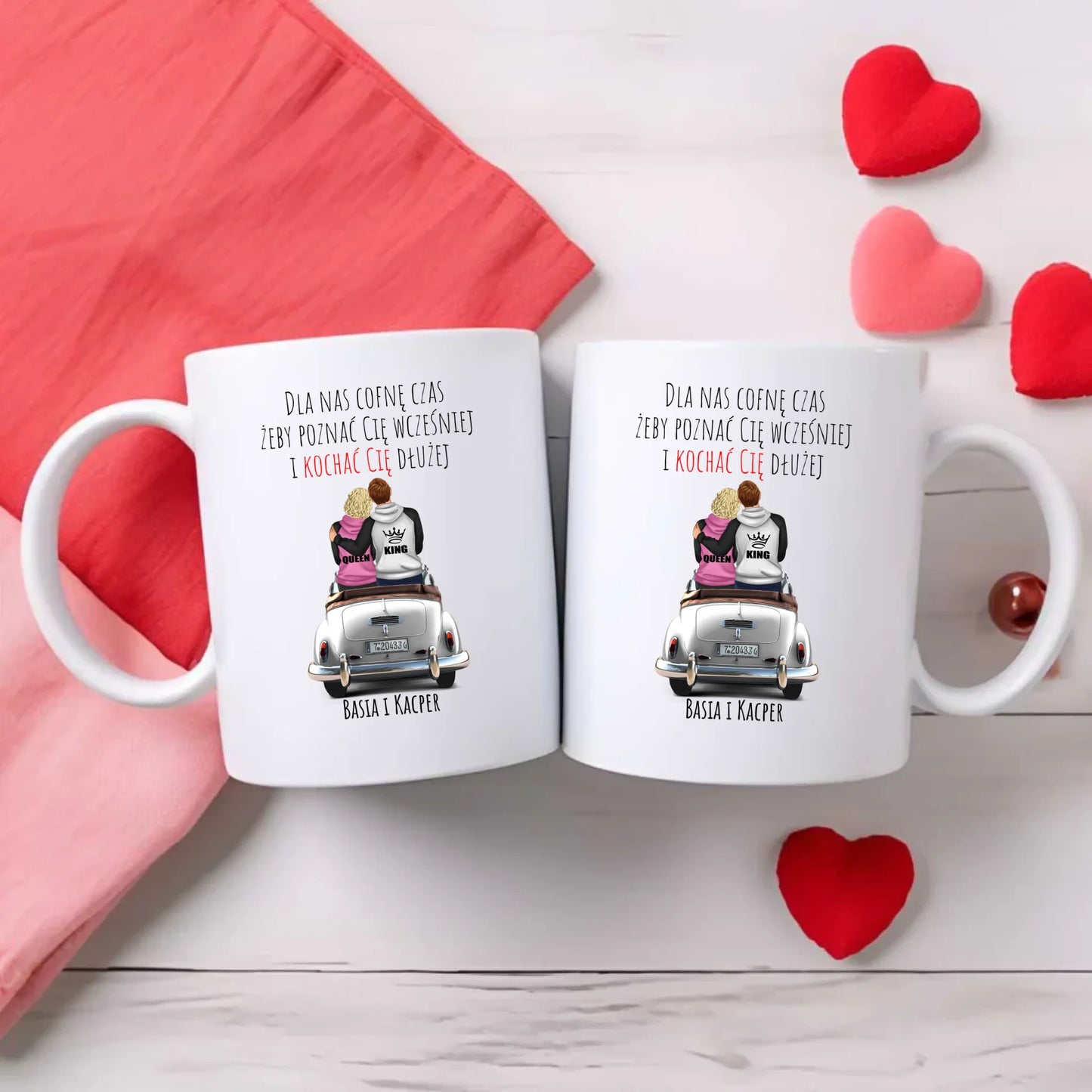 Zestaw poduszka i kubek dla par - prezent dla dziewczyny i chłopaka - Cofnę czas - personalizowany W08 - StoryCups.pl