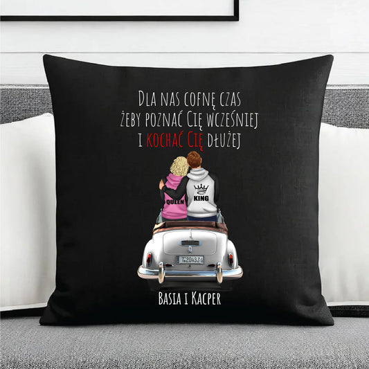 Poduszka dekoracyjna dla par - prezent dla dziewczyny i chłopaka - Cofnę czas - personalizowana W08 - StoryCups.pl