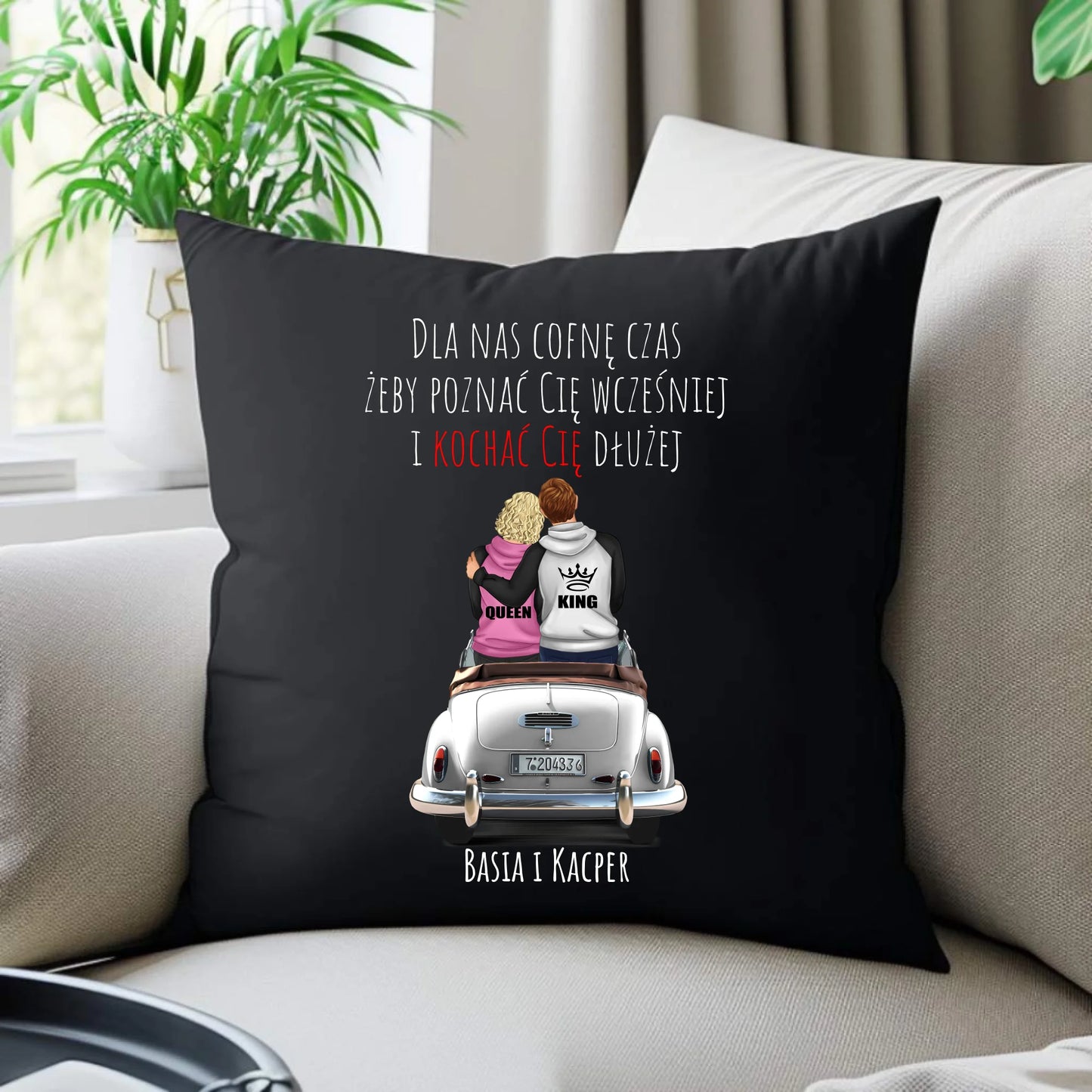 Poduszka dekoracyjna dla par - prezent dla dziewczyny i chłopaka - Cofnę czas - personalizowana W08 - StoryCups.pl