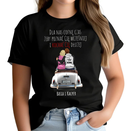 Koszulka damska dla par - prezent dla dziewczyny - Cofnę czas - personalizowana W08 - StoryCups.pl