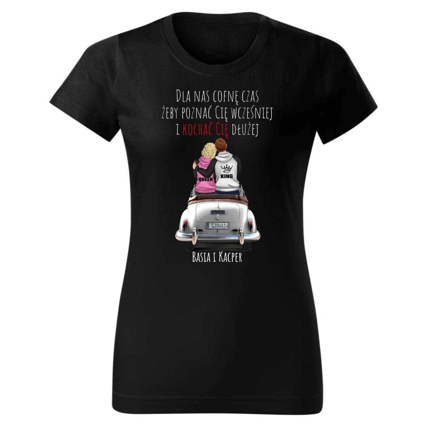 Koszulka damska dla par - prezent dla dziewczyny - Cofnę czas - personalizowana W08 - StoryCups.pl