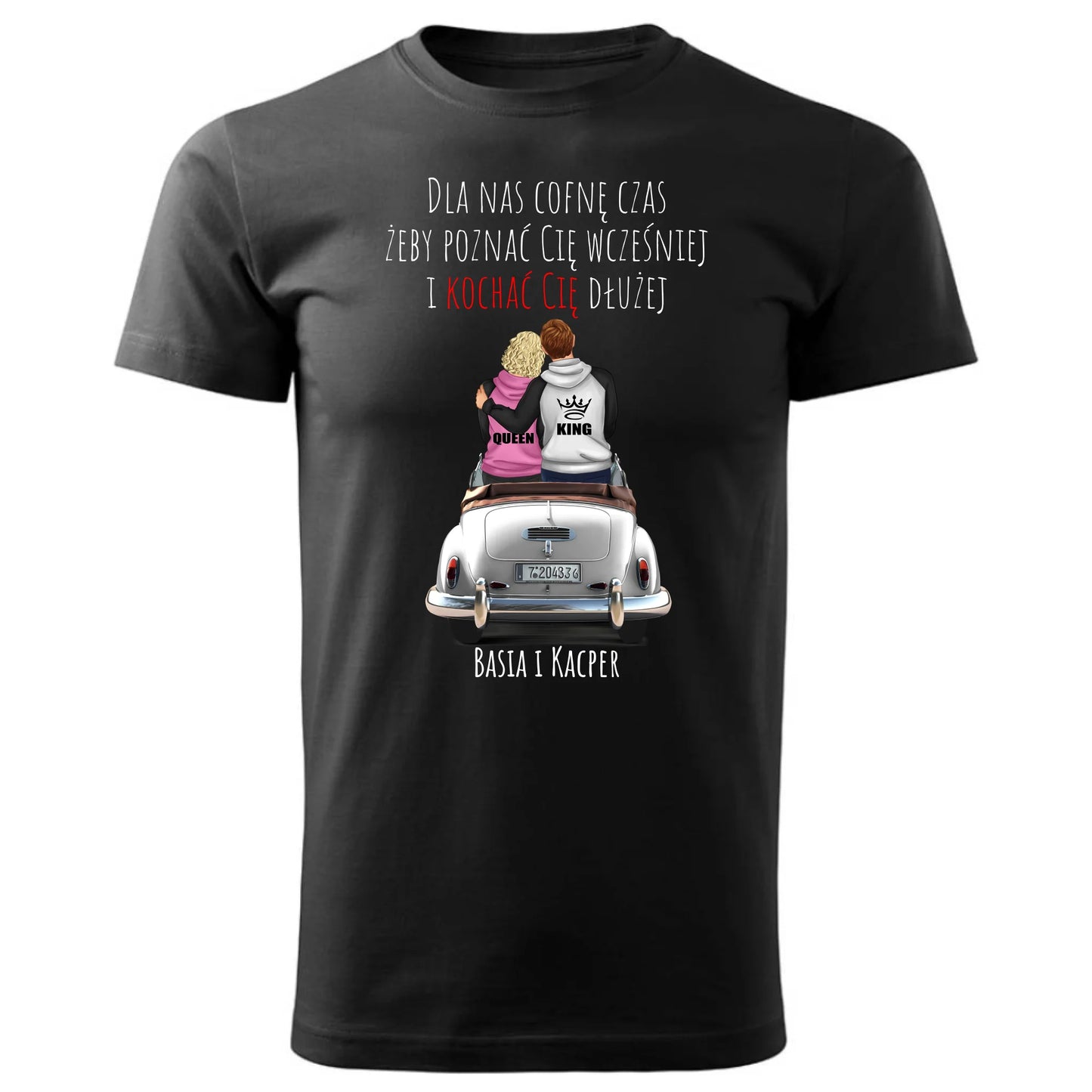 Koszulka męska dla par - prezent dla chłopaka - Cofnę czas - personalizowana W08 - StoryCups.pl