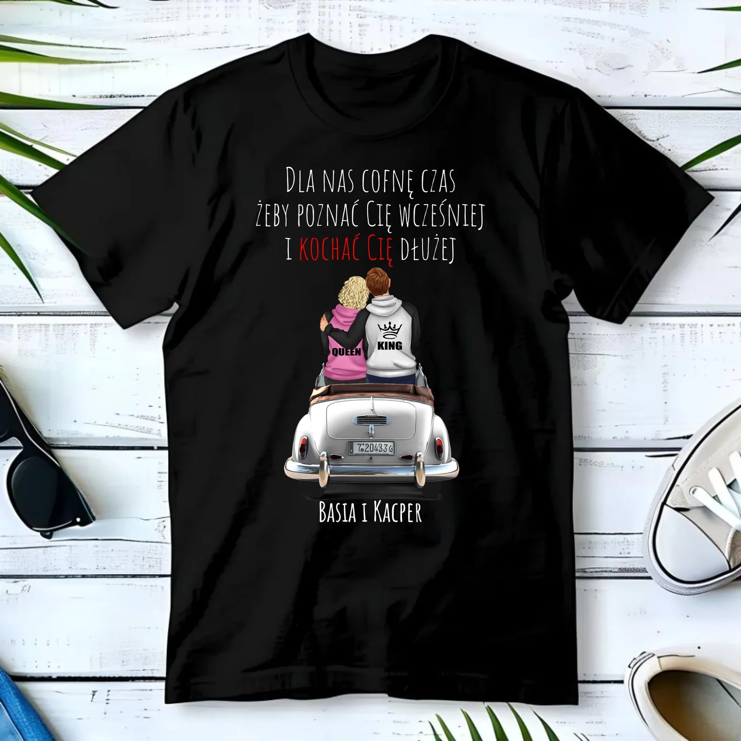 Koszulka męska dla par - prezent dla chłopaka - Cofnę czas - personalizowana W08 - StoryCups.pl