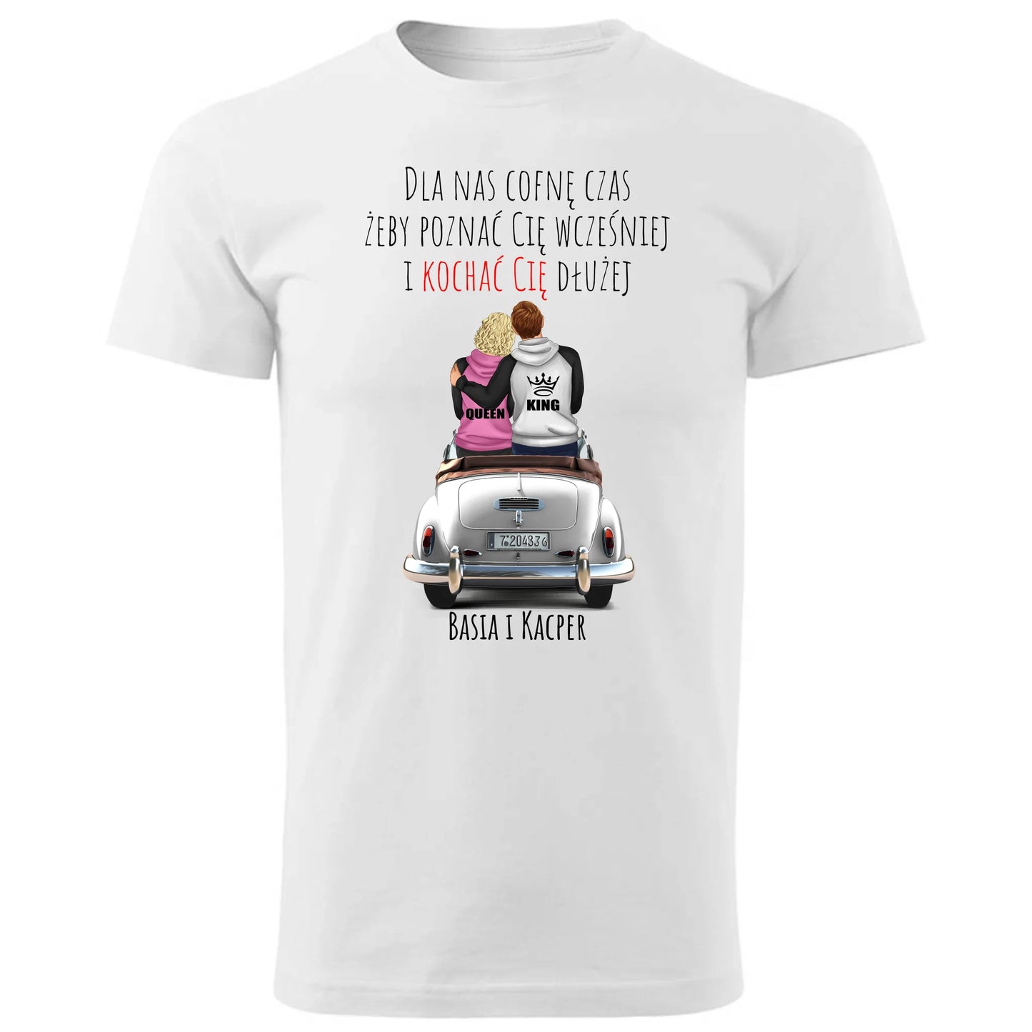 Koszulka męska dla par - prezent dla chłopaka - Cofnę czas - personalizowana W08 - StoryCups.pl
