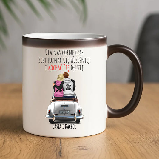 Kubek magiczny dla par - prezent dla dziewczyny i chłopaka - Cofnę czas - personalizowany W08 - StoryCups.pl