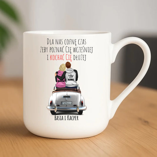 Kubek elegant dla par - prezent dla dziewczyny i chłopaka - Cofnę czas - personalizowany W08 - StoryCups.pl
