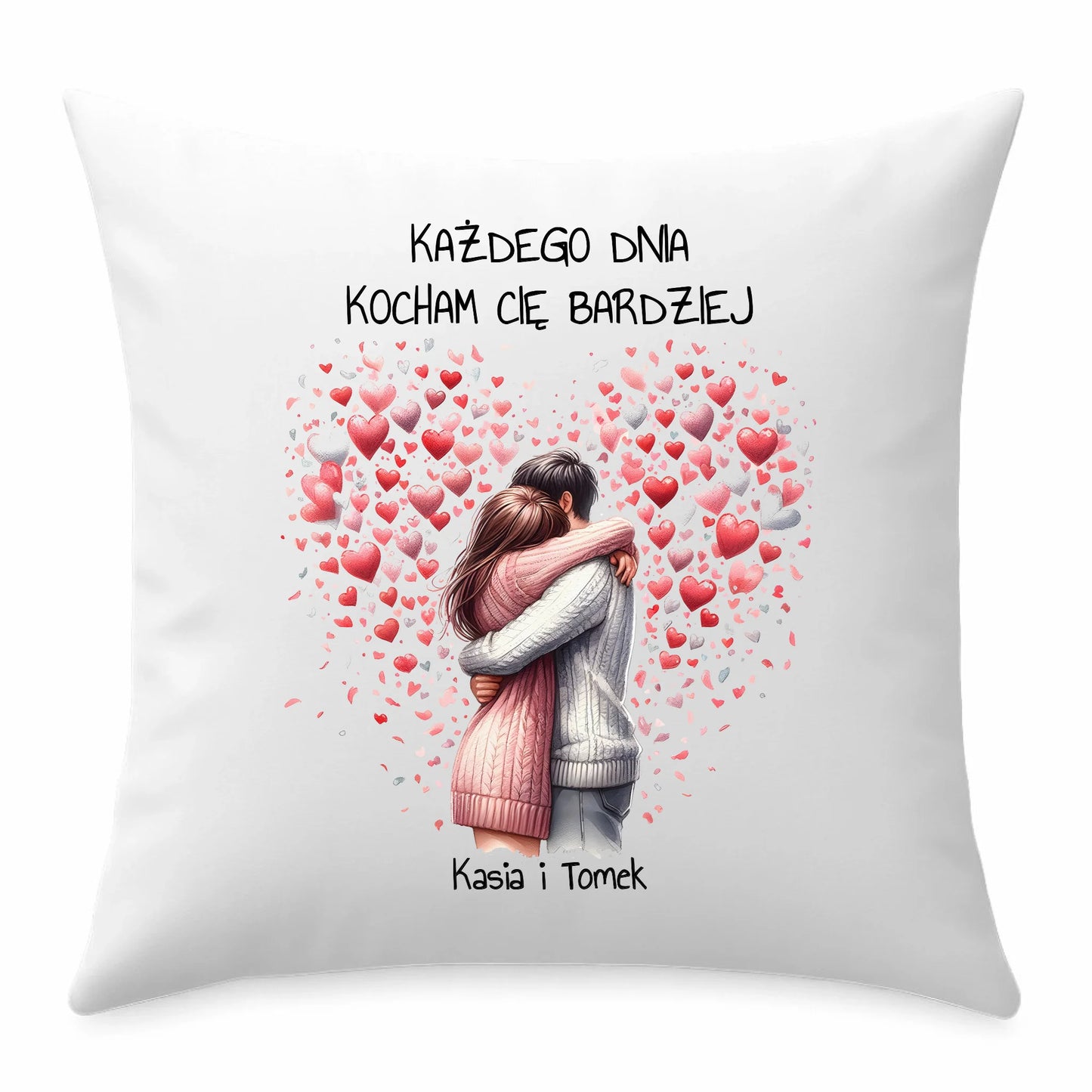 Poduszka dla par - prezent dla dziewczyny i chłopaka - Kocham Cię - personalizowana W09 - StoryCups.pl