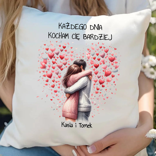 Poduszka dla par - prezent dla dziewczyny i chłopaka - Kocham Cię - personalizowana W09 - StoryCups.pl