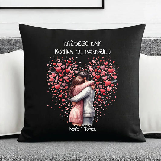 Poduszka dekoracyjna dla par - prezent dla dziewczyny i chłopaka - Kocham Cię - personalizowana W09 - StoryCups.pl