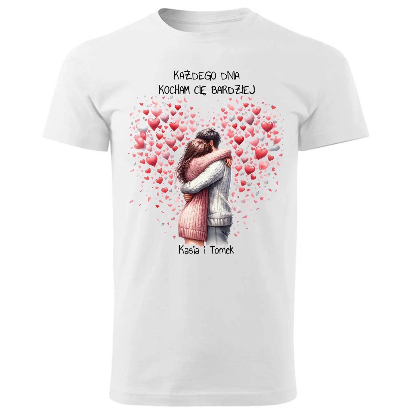 Koszulka męska dla par - prezent dla chłopaka - Kocham Cię - personalizowana W09 - StoryCups.pl