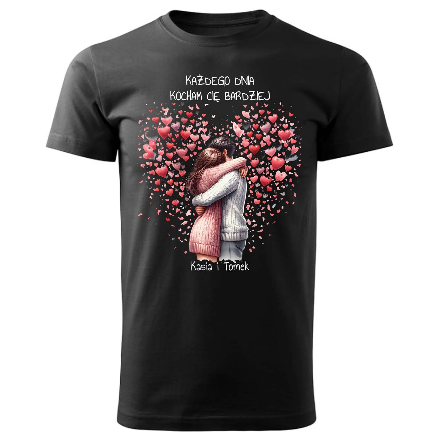 Koszulka męska dla par - prezent dla chłopaka - Kocham Cię - personalizowana W09 - StoryCups.pl
