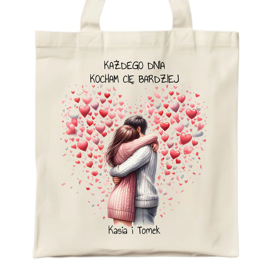 Torba dla par - prezent dla dziewczyny i chłopaka - Kocham Cię - personalizowana W09 - StoryCups.pl