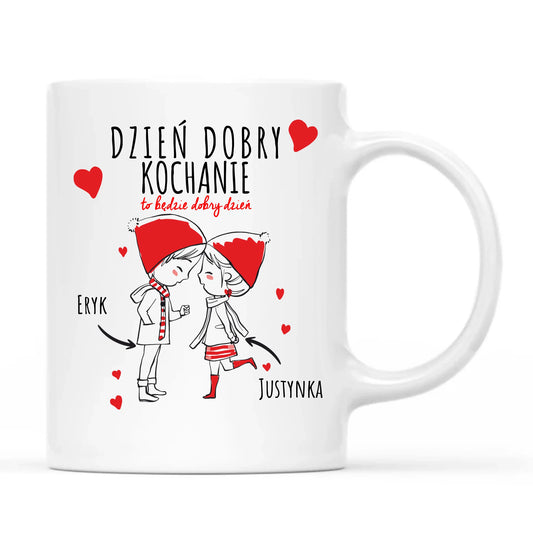 Kubek dla par - prezent na Walentynki - Dzień dobry Kochanie - personalizowany W10 - StoryCups.pl